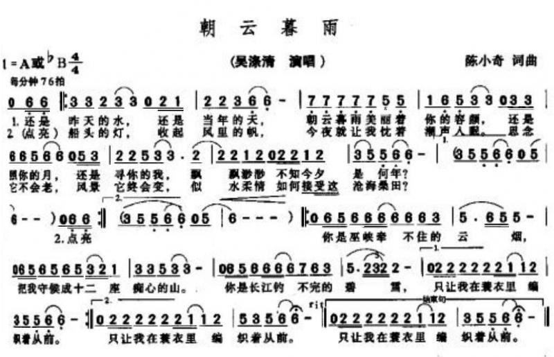 朝云暮雨曲谱_朝云暮雨张国立(3)