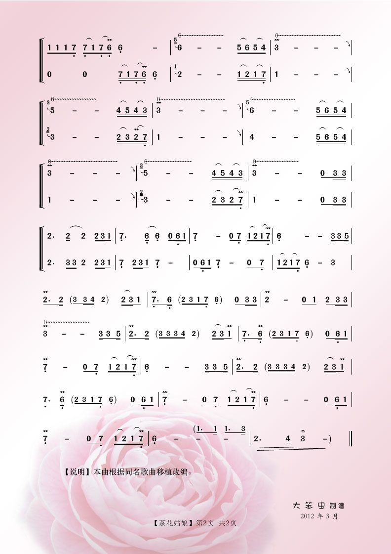 和谱友们点评 葫芦丝二重奏 茶花姑娘 葫芦丝 巴乌曲谱 制谱论坛 谱谱