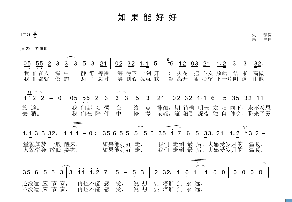 好好的简谱_我会好好的简谱